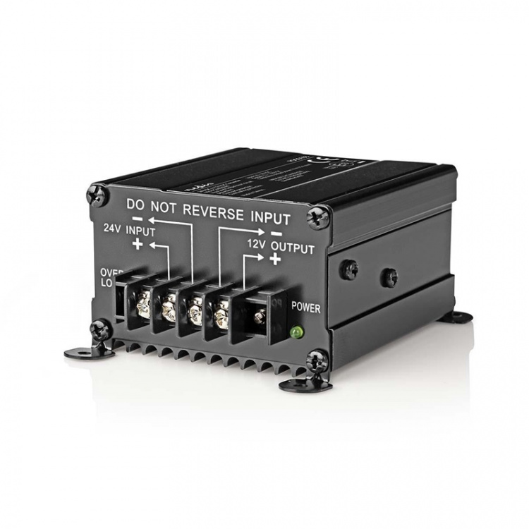 Nedis Strøm Converter | Bil Drevet | 24 V DC | 12 V DC | 120 W | Skru Terminal | Equalizer med sikring | Sort