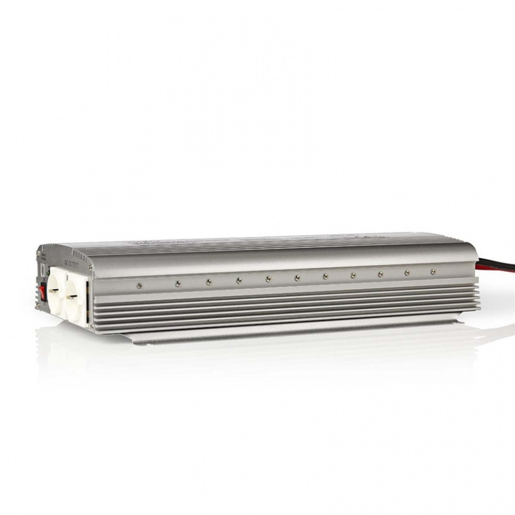 Nedis Power Inverter Modifisert sinusbølge | Inngangsspenning: 12 V DC | Enhetens strømuttak: Type F (CEE 7/3) | 230 V AC 50 Hz | 1700 W | Topp effekt: 3000 W | Skru Terminal | Sølv