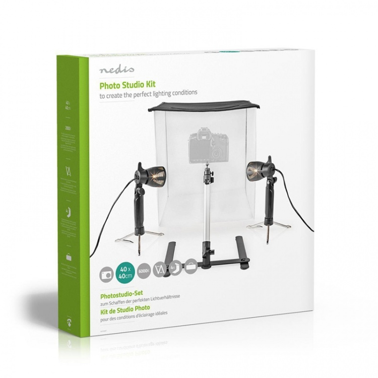 Nedis Photo Studio Kit | 400 lm | Brettbar | Bakgrunner inkludert | Reiseveske inkludert | Sort Nedis Photo Studio Kit | 400 lm | Brettbar | Bakgrunner inkludert | Reiseveske inkludert | Sort