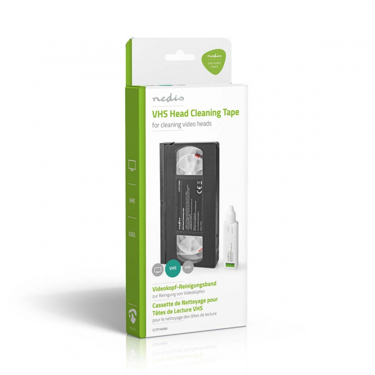 Nedis Head Cleaning Tape | 20 ml | VHS Hoder | Sort Nedis Head Cleaning Tape | 20 ml | VHS Hoder | Sort