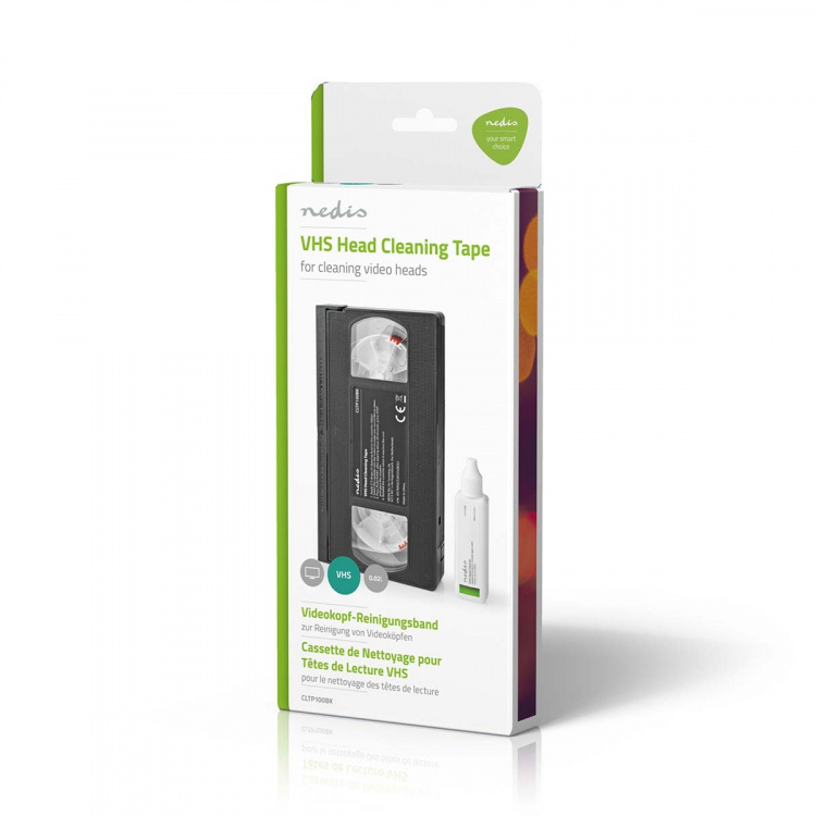 Nedis Head Cleaning Tape | 20 ml | VHS Hoder | Sort Nedis Head Cleaning Tape | 20 ml | VHS Hoder | Sort