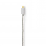 Nedis USB-kabel | USB 2.0 | USB-C™ Hann | USB Micro-B Han | 10 W | 480 Mbps | Gull belagt | 3.00 m | Rund | Flettet / Nylon | Aluminium | Deksel Vindusboks