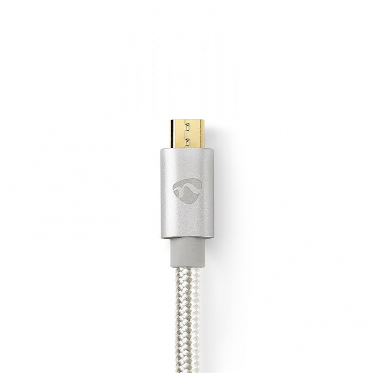 Nedis USB-kabel | USB 2.0 | USB-C™ Hann | USB Micro-B Han | 10 W | 480 Mbps | Gull belagt | 3.00 m | Rund | Flettet / Nylon | Aluminium | Deksel Vindusboks