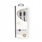 Nedis USB-kabel | USB 3.2 Gen 2 | USB-C™ Hann | USB-C™ Hann | 100 W | 10 Gbps | Gull belagt | 1.00 m | Rund | PVC | Antrasitt | Vindus boks