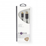 Nedis USB-kabel | USB 3.2 Gen 1 | USB-A Han | USB-C™ Hann | 60 W | 5 Gbps | Gull belagt | 1.00 m | Rund | PVC | Antrasitt | Vindus boks