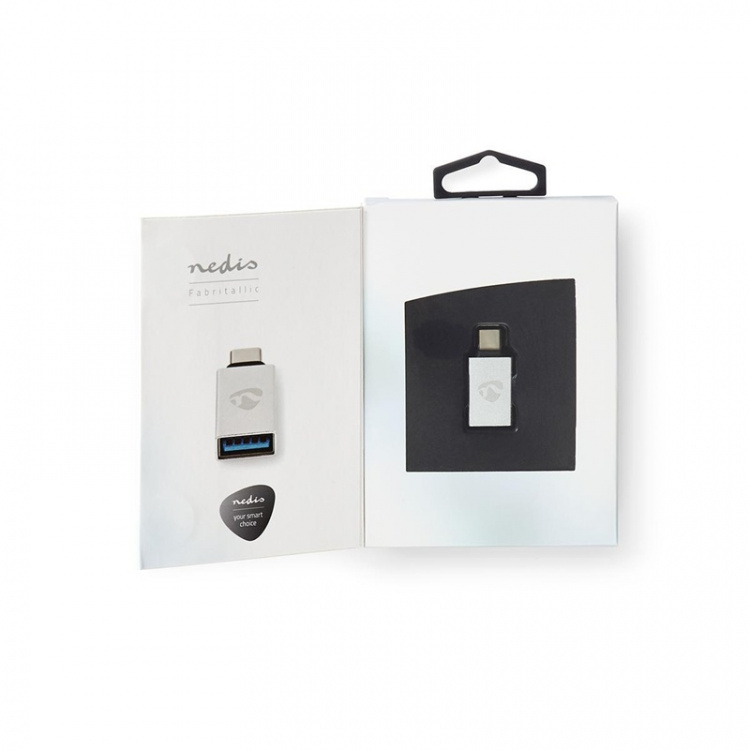 Nedis USB-C™ Adapter | USB 3.2 Gen 1 | USB-C™ Hann | USB-A Hun | 5 Gbps | Rund | Nikkel belagt | Sølv | Deksel Vindusboks Nedis USB-C™ Adapter | USB 3.2 Gen 1 | USB-C™ Hann | USB-A Hun | 5 Gbps | Rund | Nikkel belagt | Sølv | Deksel Vindusboks
