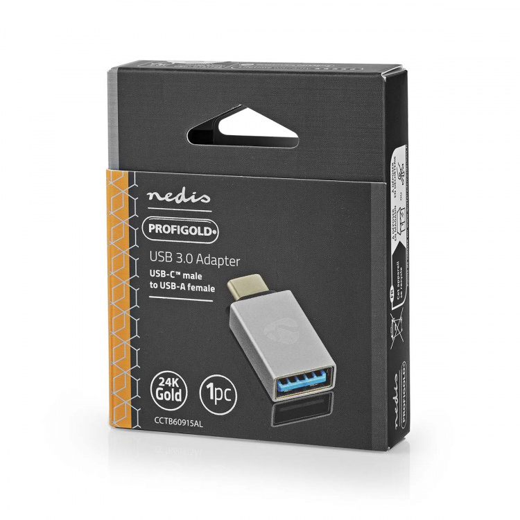Nedis USB-C™ Adapter | USB 3.2 Gen 1 | USB-C™ Hann | USB-A Hun | 5 Gbps | Rund | Nikkel belagt | Sølv | Deksel Vindusboks Nedis USB-C™ Adapter | USB 3.2 Gen 1 | USB-C™ Hann | USB-A Hun | 5 Gbps | Rund | Nikkel belagt | Sølv | Deksel Vindusboks