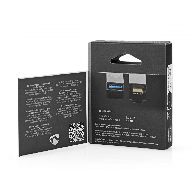 Nedis USB-C™ Adapter | USB 3.2 Gen 1 | USB-C™ Hann | USB-A Hun | 5 Gbps | Rund | Nikkel belagt | Sølv | Deksel Vindusboks Nedis USB-C™ Adapter | USB 3.2 Gen 1 | USB-C™ Hann | USB-A Hun | 5 Gbps | Rund | Nikkel belagt | Sølv | Deksel Vindusboks