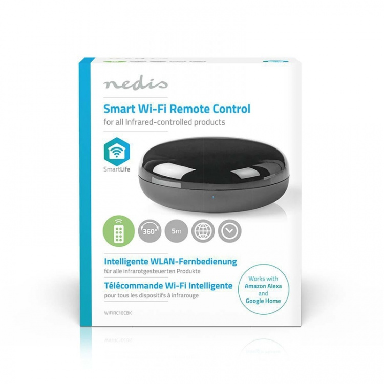 Nedis SmartLife IR-fjernkontroll | Universell | Signalområde (siktelinje): 5 m | 38 KHz | USB-Strøm | Android™ / IOS | Sort Nedis SmartLife IR-fjernkontroll | Universell | Signalområde (siktelinje): 5 m | 38 KHz | USB-Strøm | Android™ / IOS | Sort