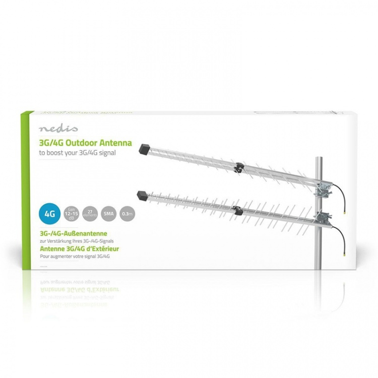 Nedis 4G / 3G Antenne | 5G | Utendørs | 698 - 3800 MHz | Forsterkning: 15 dB | 0.30 m | Sølv