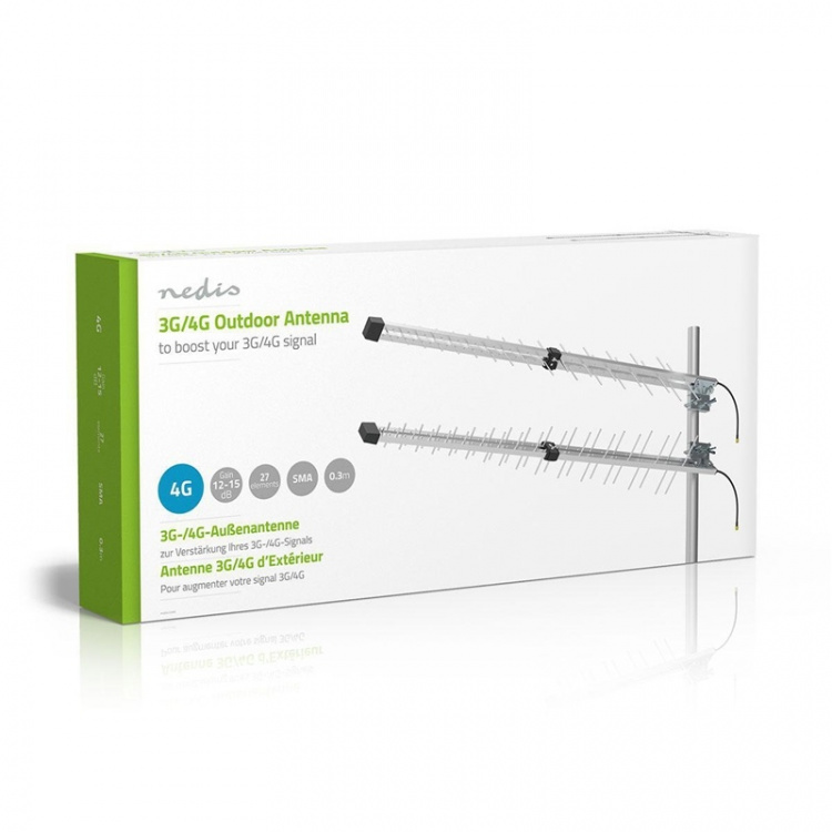 Nedis 4G / 3G Antenne | 5G | Utendørs | 698 - 3800 MHz | Forsterkning: 15 dB | 0.30 m | Sølv