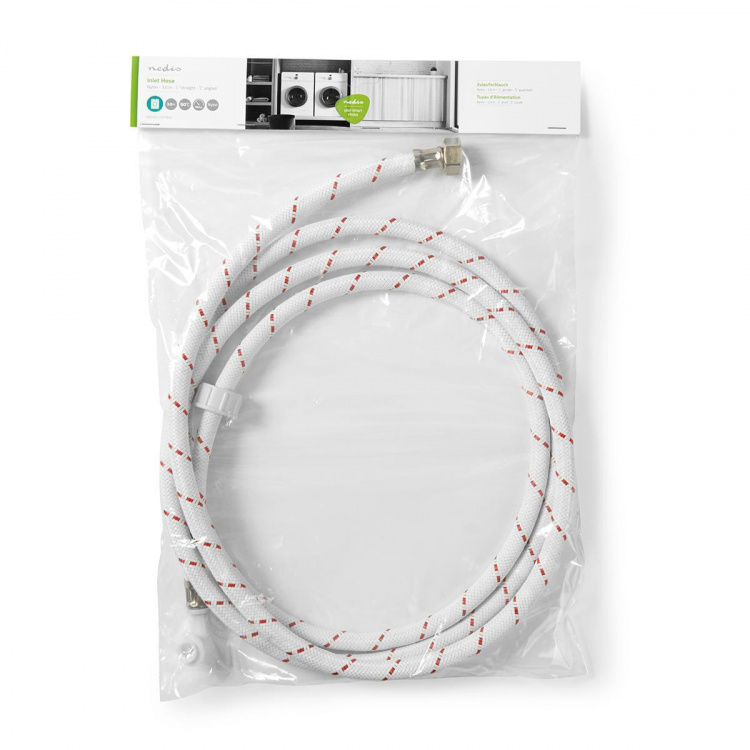 Nedis Nylon Inlet Hose | 1/2\'\' | 3/4\'\' | 10 Bar | 90 °C | 3.00 m | Bruksområde: Rett / Vaskemaskin | Nylon | Hvit / Rød