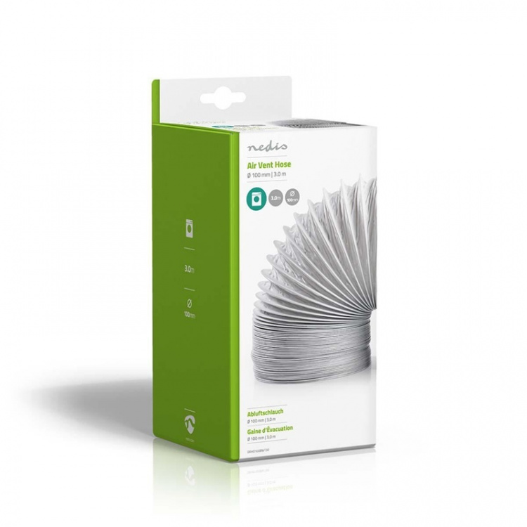 Nedis Air Outlet Hose PVC | 100 mm | 3.00 m | Egnet for: Air Ventilation / Tumble Dryers | Hvit Nedis Air Outlet Hose PVC | 100 mm | 3.00 m | Egnet for: Air Ventilation / Tumble Dryers | Hvit