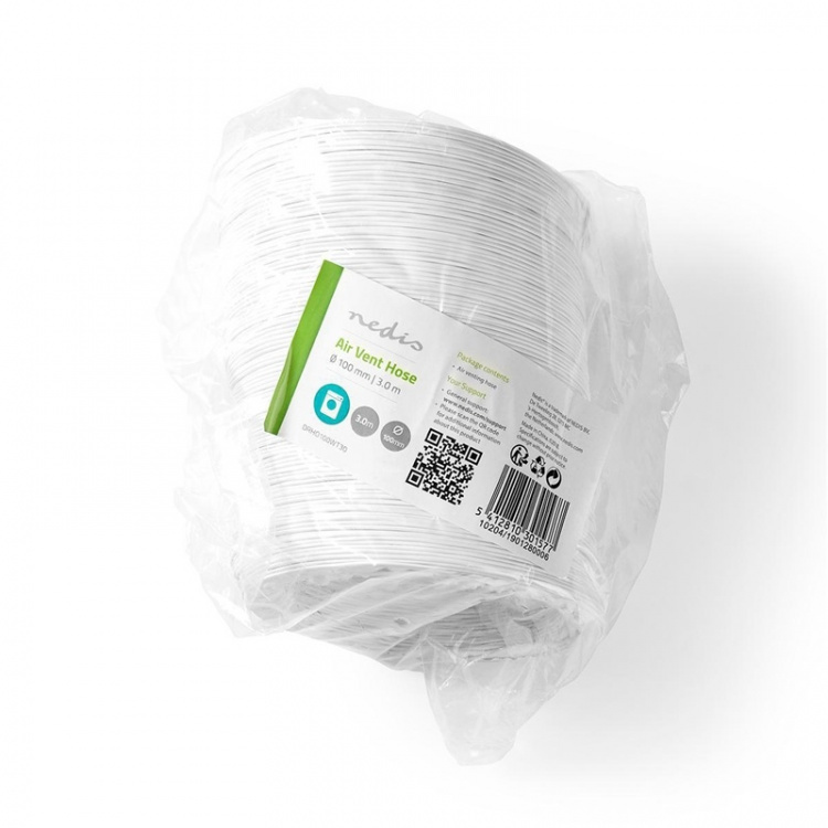 Nedis Air Outlet Hose PVC | 100 mm | 3.00 m | Egnet for: Air Ventilation / Tumble Dryers | Hvit