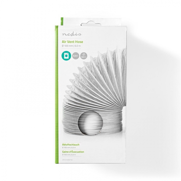 Nedis Air Outlet Hose PVC | 100 mm | 6.00 m | Egnet for: Air Ventilation / Tumble Dryers | Hvit