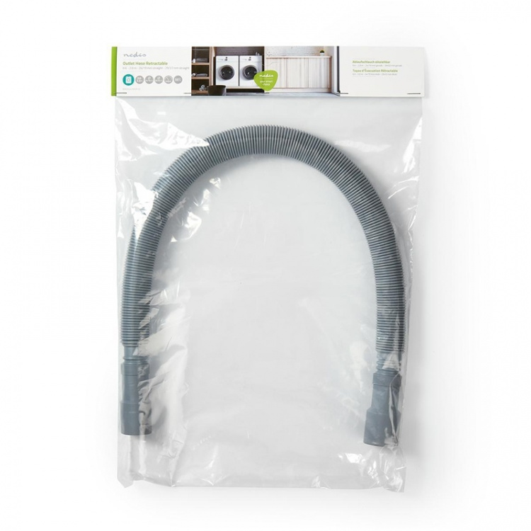 Nedis Extend Outlet Hose | 24/19 mm | 29/22 mm | 0.5 Bar | 50 °C | 2.00 m | Rett / Vaskemaskin | PVC | Grå
