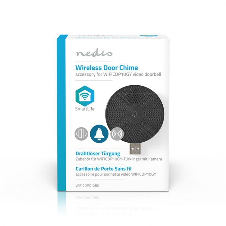 Nedis SmartLife-Klokke | RF, frequency 433 Mhz | Tilbehør til: WIFICDP10GY / WIFICDP30WT / WIFICDP40CWT | USB-Strøm | 4 Lyder | 5 V DC | Justerbar volum | Sort Nedis SmartLife-Klokke | RF, frequency 433 Mhz | Tilbehør til: WIFICDP10GY / WIFICDP30WT / WIFICDP40CWT | USB-Strøm | 4 Lyder | 5 V DC | Justerbar volum | Sort