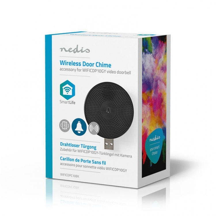 Nedis SmartLife-Klokke | RF, frequency 433 Mhz | Tilbehør til: WIFICDP10GY / WIFICDP30WT / WIFICDP40CWT | USB-Strøm | 4 Lyder | 5 V DC | Justerbar volum | Sort Nedis SmartLife-Klokke | RF, frequency 433 Mhz | Tilbehør til: WIFICDP10GY / WIFICDP30WT / WIFICDP40CWT | USB-Strøm | 4 Lyder | 5 V DC | Justerbar volum | Sort