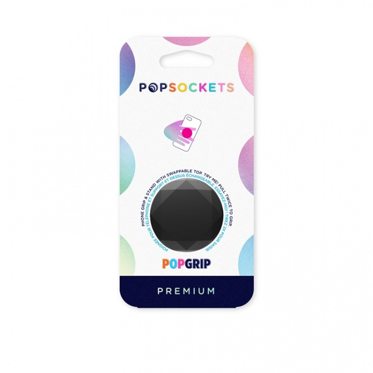 POPSOCKETS Metallic Diamond Black Avtagbart Grip med stativfunksjon Premium