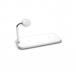 ZENS Triple Alu. Lader QI Trådløs 220V-kabel 2x10W Hvit med Apple Watch Lader (Apple QC 7,5W)