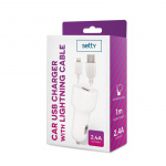 Setty Billader USB-kontakt med lynkabel 1 m, 2,4 A, hvit