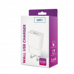 Setty USB-vegglader 2,4A hvit