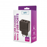 Setty 2 x USB-vegglader 2,4A, svart