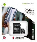 Kingston 256 GB micSDXC Canvas Select Plus 100R A1 C10-kort + ADP Kingston 256 GB micSDXC Canvas Select Plus 100R A1 C10-kort + ADP