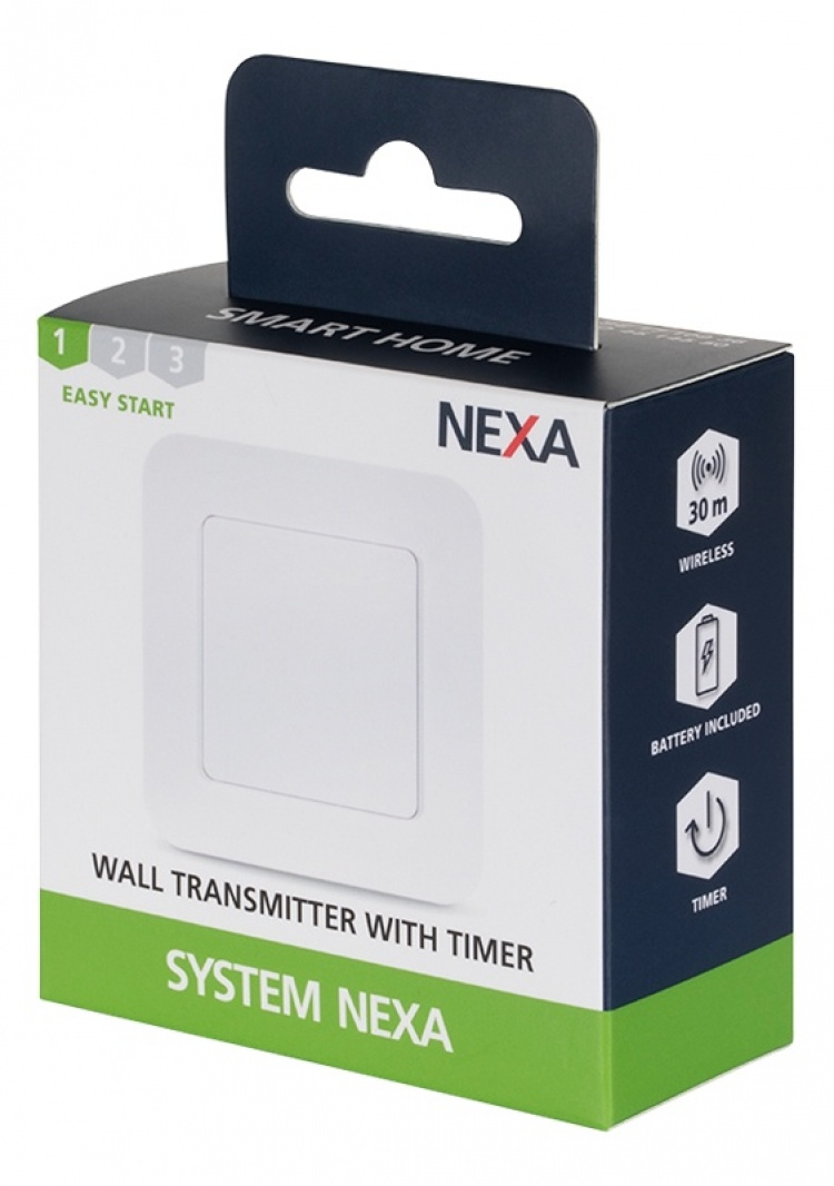 Nexa Veggsender med ramme opp til 30 m, 80 x 80 x 14 mm Nexa Veggsender med ramme opp til 30 m, 80 x 80 x 14 mm