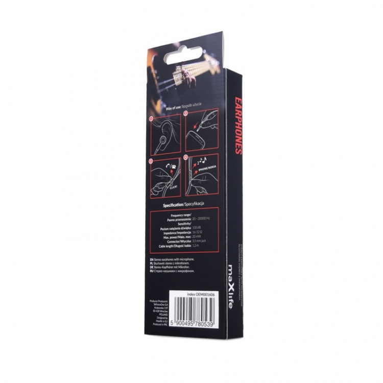 Maxlife MXEP-02 - In-Ear-hodetelefoner med mikrofon, svart