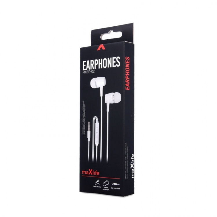 Maxlife MXEP-02 - In-Ear-hodetelefoner med mikrofon, hvit