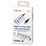 LogiLink USB 3.0 3-portshub + minnekortleser