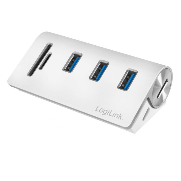 LogiLink USB 3.0 3-portshub + minnekortleser