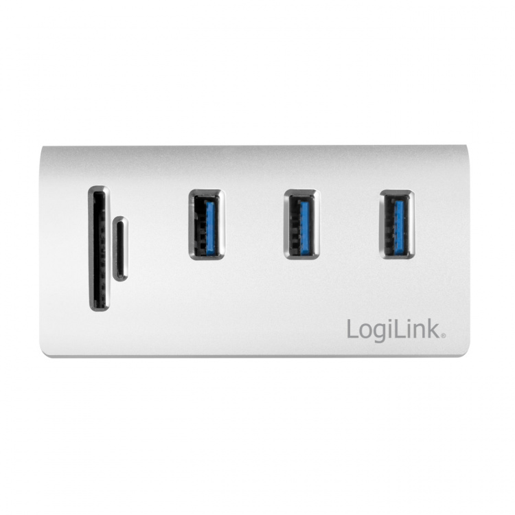 LogiLink USB 3.0 3-portshub + minnekortleser