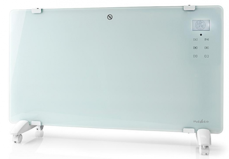 Nedis SmartLife Konveksjon Varmeapparat | Egnet til bad | Glasspanel | 2000 W | 2 Varmeinnstillinger | LED | 15 - 35 °C | Justerbar termostat | Hvit