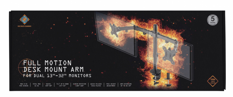 DELTACO GAMING - Skrivebordsfeste for to skjermer, 13 DELTACO GAMING - Skrivebordsfeste for to skjermer, 13