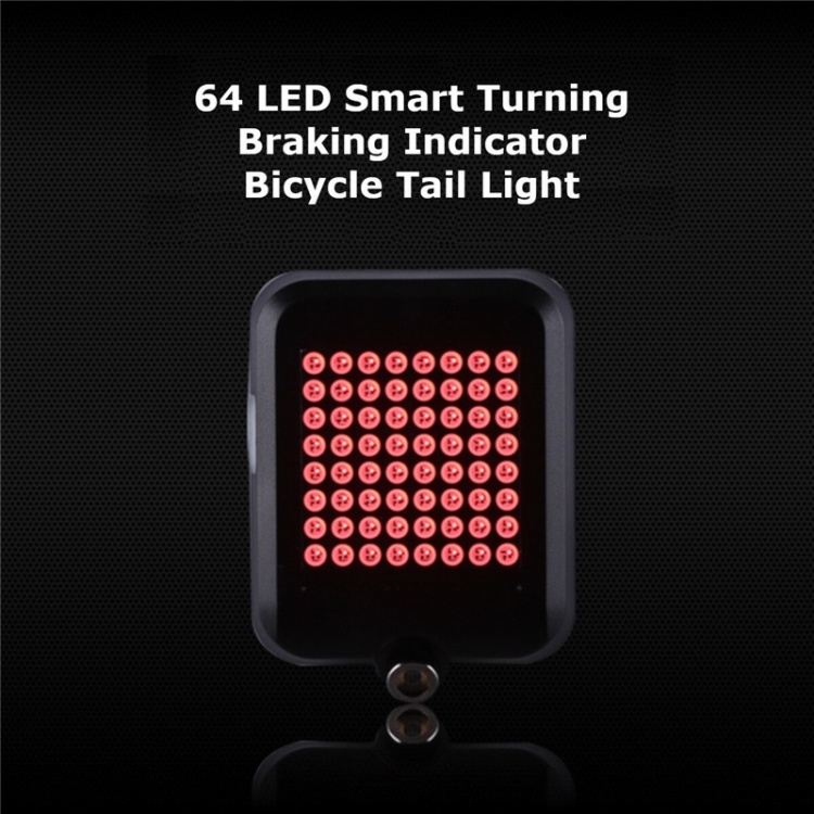 Smart automatisk sykkelbaklys med lasersensor og 64 stk LED