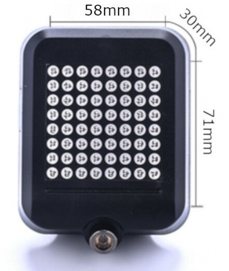Smart automatisk sykkelbaklys med lasersensor og 64 stk LED