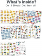 Emoji-klistremerker, 19 ark med over 900 klistremerker Emoji-klistremerker, 19 ark med over 900 klistremerker
