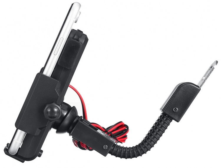 Motorsykkelholder med innebygd trådløs hurtiglader, svart (CD-3093)