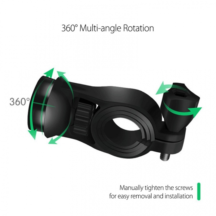 Motorsykkelholder med innebygd trådløs hurtiglader, svart (CD-3093)