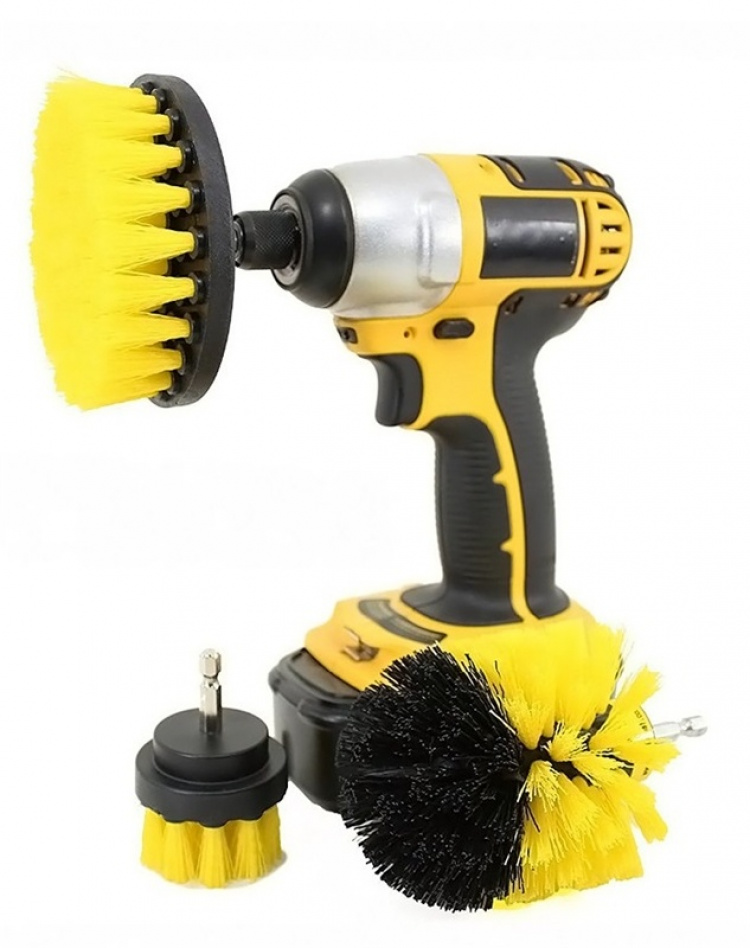 Sett med 3 skurebørster for drill/skrutrekker Sett med 3 skurebørster for drill/skrutrekker