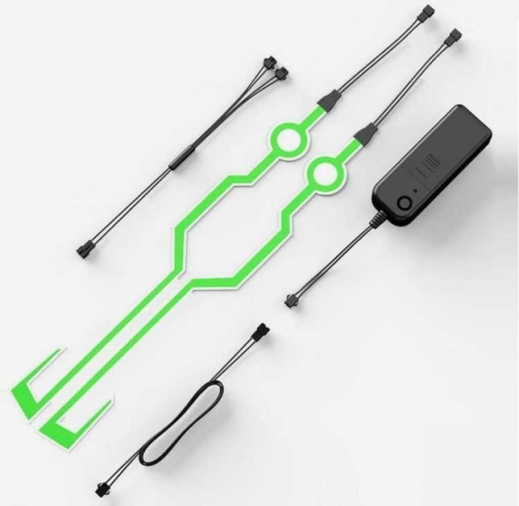 Lysstrimler til motorsykkelhjelm, Grønn Lysstrimler til motorsykkelhjelm, Grønn