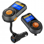 BT76 FM-sender med dobbel USB-lader QC3.0+2.4A, svart BT76 FM-sender med dobbel USB-lader QC3.0+2.4A, svart