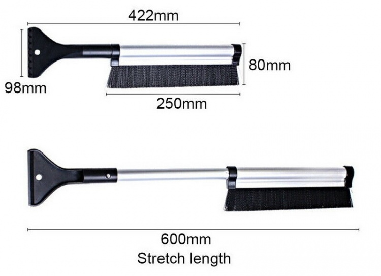 Isskrape med børste og teleskopskaft, Sølv