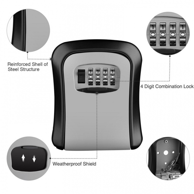 Kompakt nøkkelsafe med kodelås