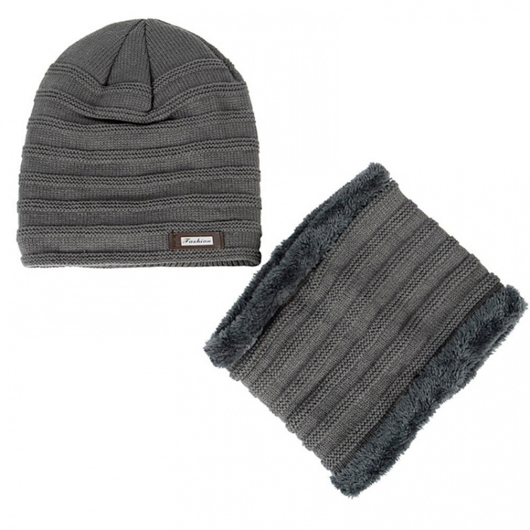 Hatt og skjerf, grå