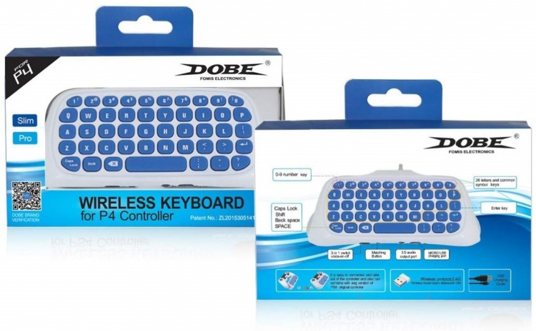 Tastatur til Playstation 4-kontroll, Hvit Tastatur til Playstation 4-kontroll, Hvit