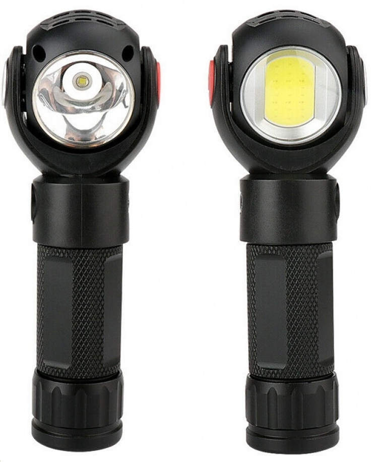 Oppladbar T6 + COB LED 360° roterende lommelykt med magnet Oppladbar T6 + COB LED 360° roterende lommelykt med magnet