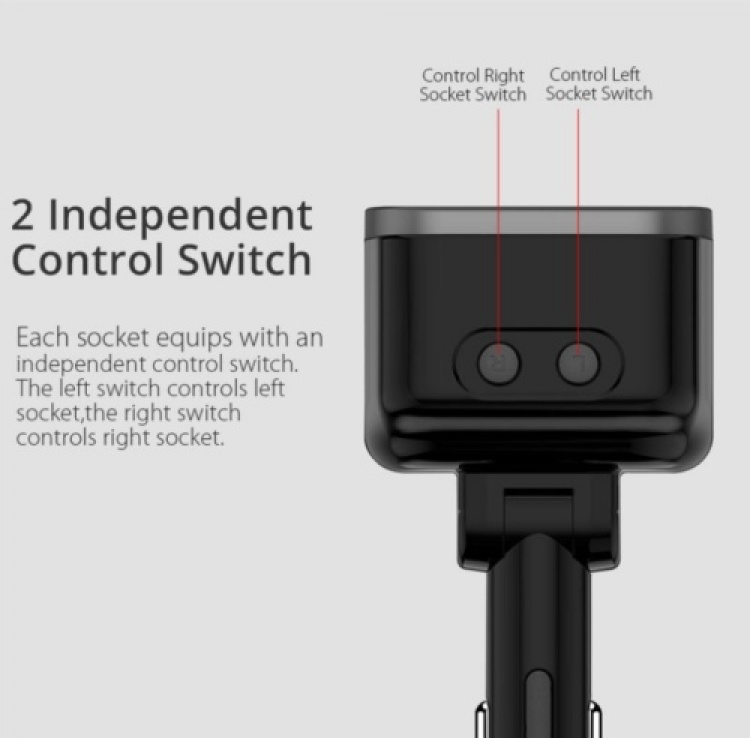 12 V splitter, 2 12 V-kontakter, 3 USB-kontakter
